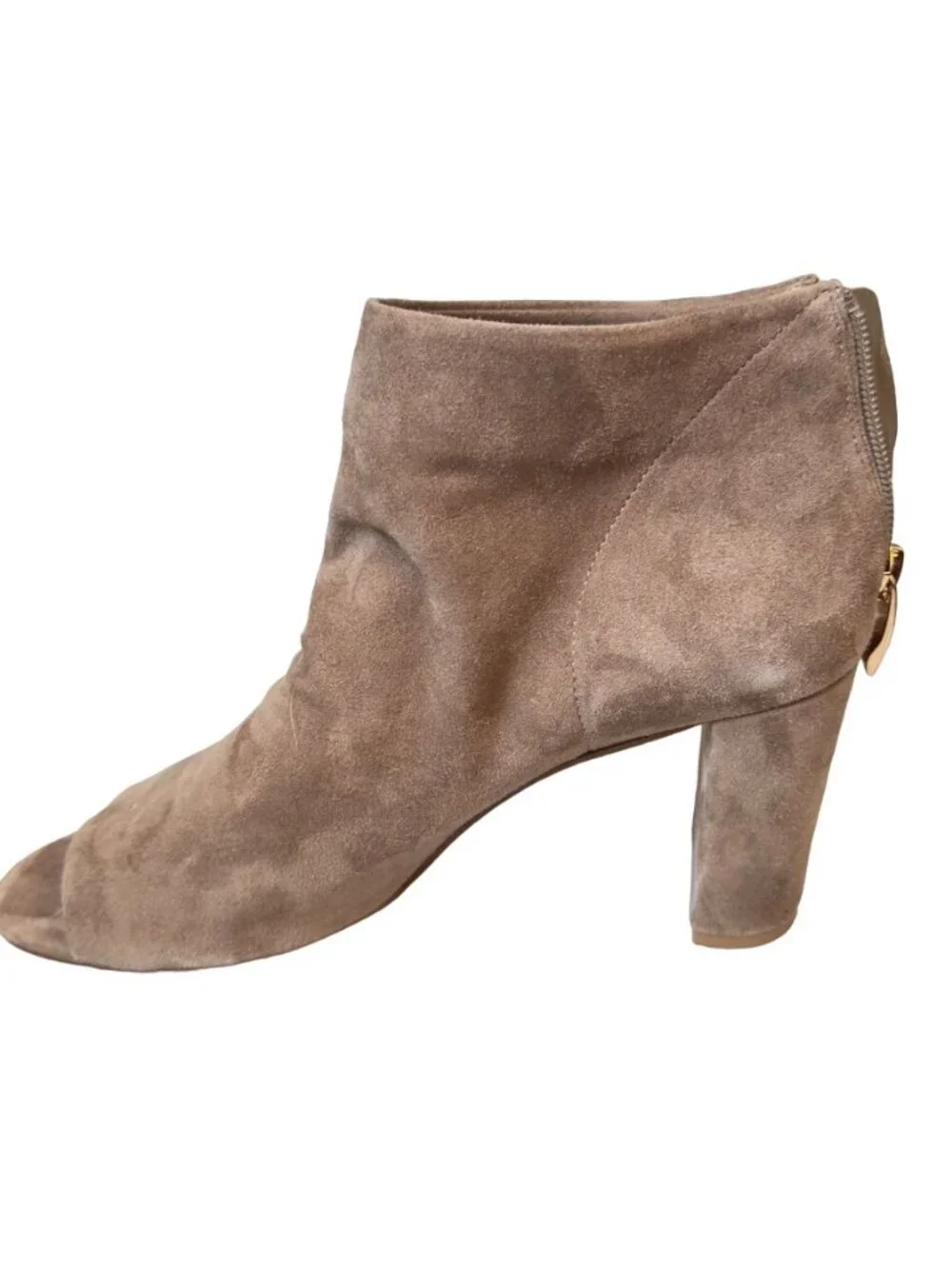 VAN ELi Women's Shoes Peep Toe Ankle Boots Beige Suede Size 8.5